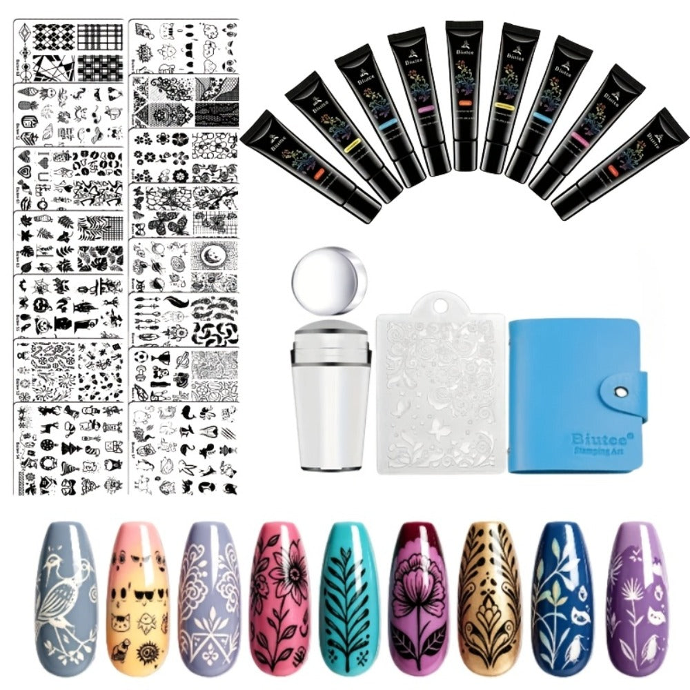 Nail Stamping Plates Set with Stamper & Scraper - Stainless Steel Nail Art Stamp Kit for Beginners & Pros, 14/15/26pcs Holiday Manicure Design Bundle, Christmas Birthday Gift - product image 2