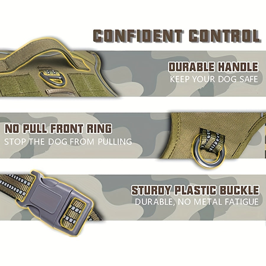 Tactical Dog Harness for Training & Service Dogs, S/M/L/XL, Black, Dark Violet, Khaki, Grey, Yellowish-Brown – No-Pull Dog Harness Military Style Reflective - product image 6