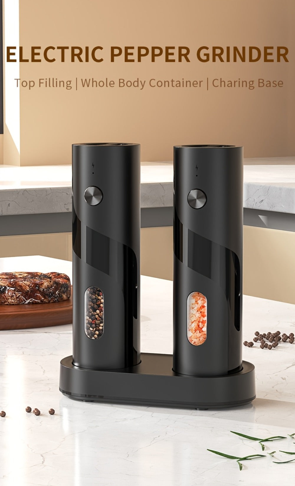 Electric Salt and Pepper Grinder Set – Rechargeable Automatic Mills with LED Light, Adjustable Coarseness & 3.72oz Capacity for Home Kitchen, BBQ, Restaurant & Outdoor Entertaining - product image 17