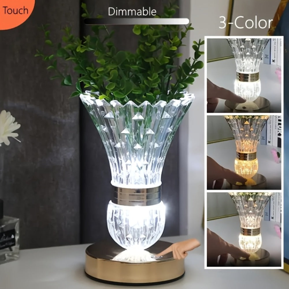 Crystal Vase Table Lamp Touch Control USB Rechargeable Adjustable Brightness Bedside Night Light - product image 15