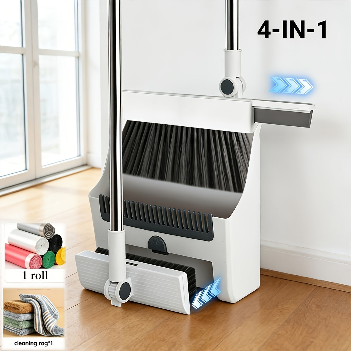 2-In-1|3-In-1|4-In-1 Household Broom with Dustpan Floor, Brush Set Foldable Broom with Dustpan Combo Set and Brush Household Cleaning Tool Set - product image 7