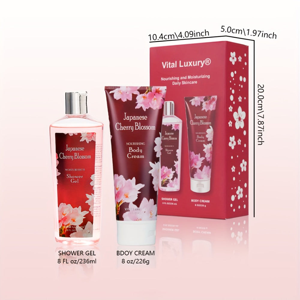 Cherry Blossom Body Wash Set for Women 8oz – Moisturizing Body Cream & Shower Gel Gift Set Light Non-Sticky Long-Lasting Floral Scent All Skin Types Valentine's Day Mother's Day Bi - product image 6