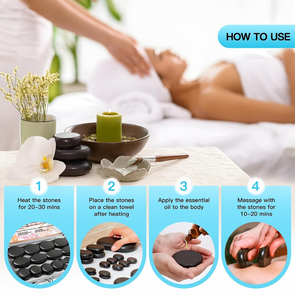 Basalt Hot Stone Massage Kit 10 Pcs with Heater Temperature Control Professional Spa Stones Set for Full Body Back Neck Legs Muscle Relief Therapy at Home or Salon - product image 5