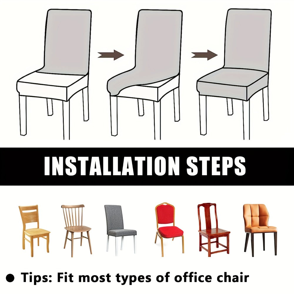 Stretch Dining Chair Covers Set | Elastic Jacquard Slipcovers for Dining Room Kitchen Wedding Office, 4pcs or 6pcs, 9 Colors, Washable Furniture Protector - product image 6