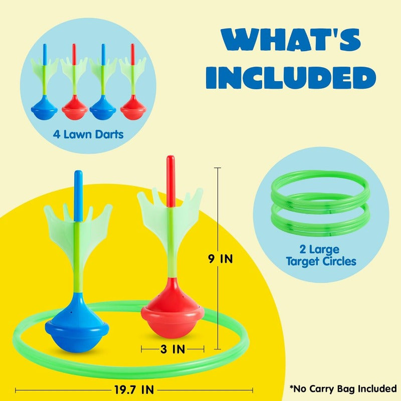 6 Piece Soft Tip Rubber Dart Set with 2 Target Rings for Kids & Adults, Outdoor Yard Camping Family Fun, Christmas Birthday Gift for Boys & Girls – Lawn Darts Game Set Glow in the Dark