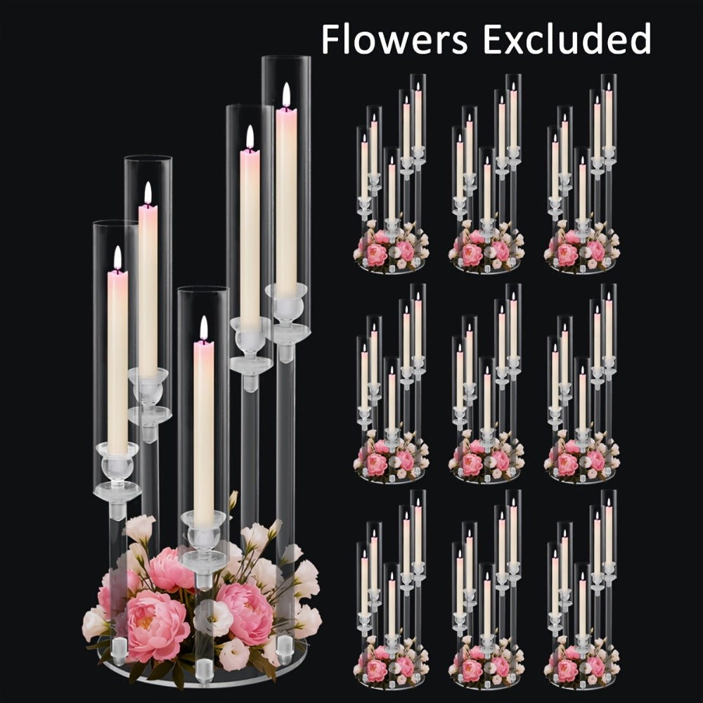 Acrylic Candelabra Candle Holder – Clear Crystal 5-Arm & 6-Arm Taper Candlestick Holders for Wedding Centerpiece, Dining Table, Party & Anniversary Decor - product image 5