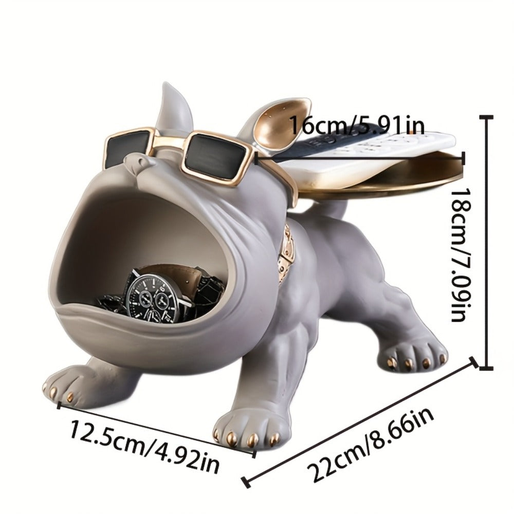 Resin Pug Bulldog Decorative Tray Statue | Dog Tray Organizer for Keys Jewelry Candy Earrings | Modern Art Home Decor Sculpture for Entryway Desk Office Dining Table | Unique Dog L - product image 4