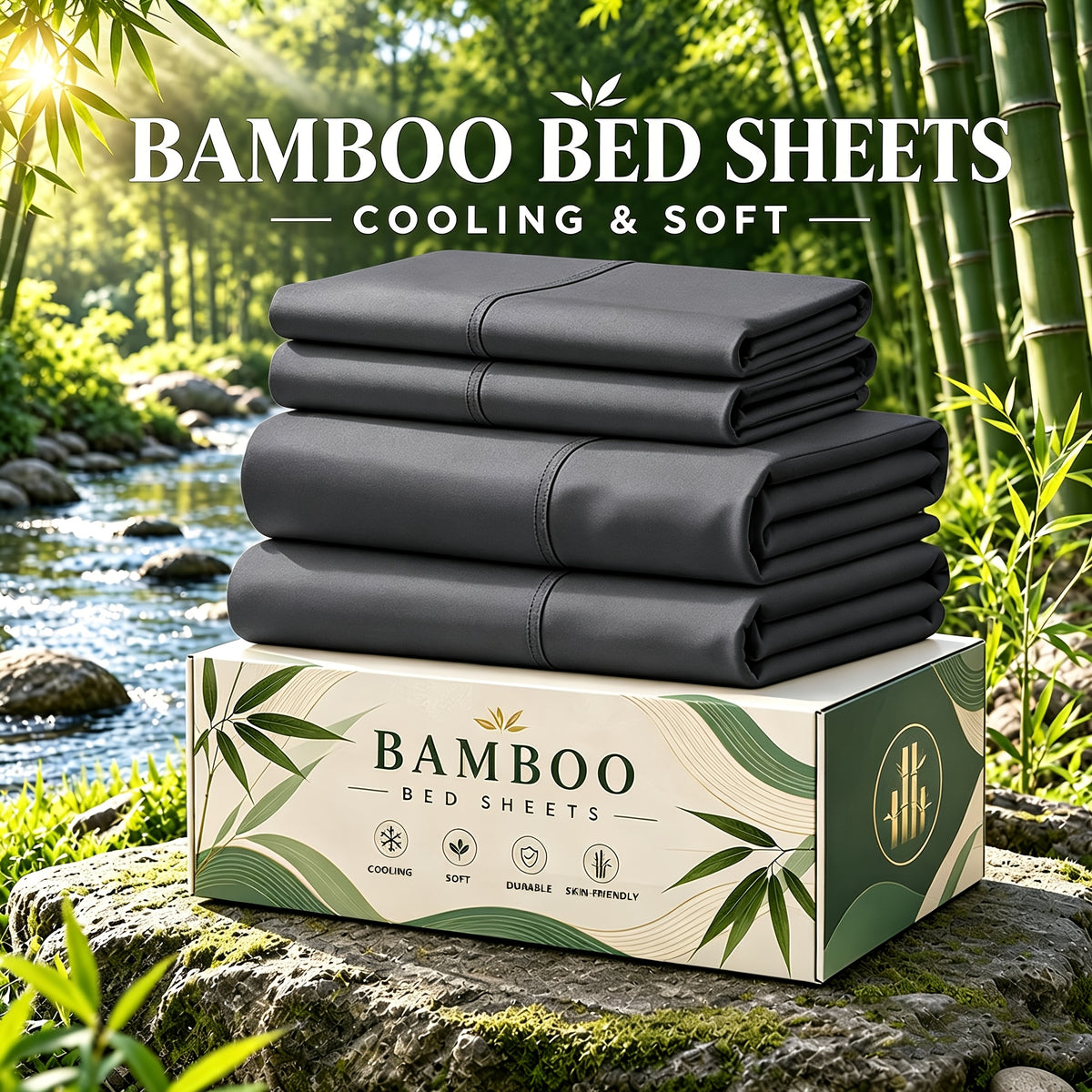 6 pcs Deep Pocket Cooling Bamboo Sheet Set, Luxurious and Ultra-Soft, Breathable, 16 Inch Extra Deep Pocket, Twin, Full, Queen, King, Multiple Colors to Choose - product image 31