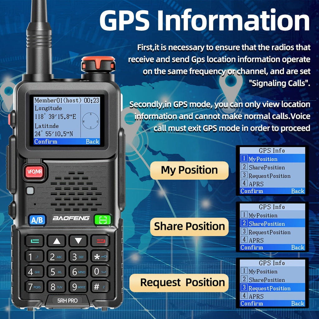 Baofeng Ham Radio 5RH Pro GPS 10W Long Range Walkie Talkie 2 Pack for Everyday Use - product image 2