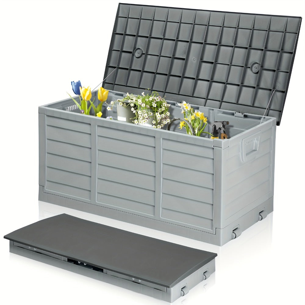 75 Gallon Deck Box with Wheels – 284L Resin Outdoor Storage Box Lockable Plastic Container for Patio, Pool & Garden, 110 lbs Capacity, Multiple Colors, Weatherproof Outdoor Storage - product image 8