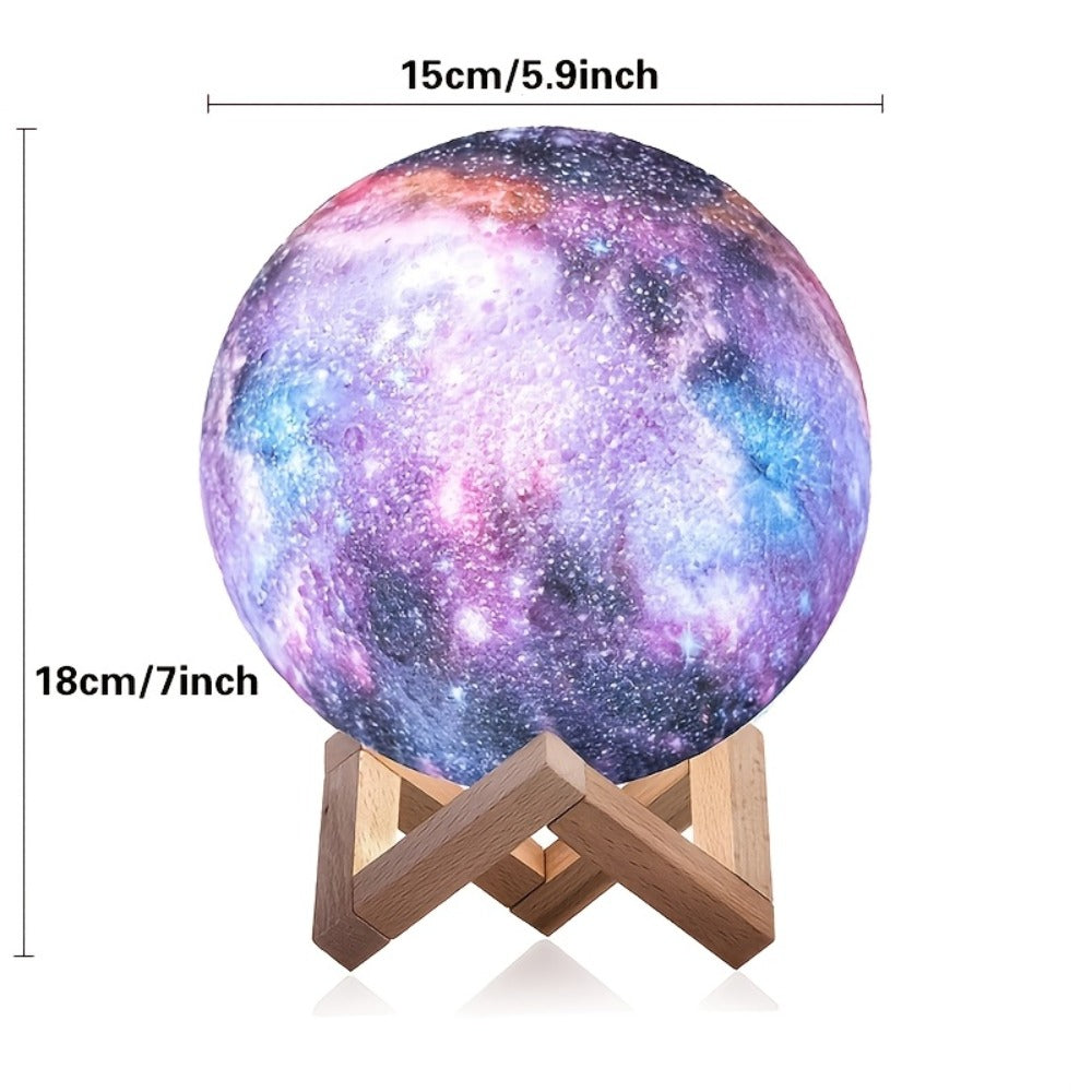 Moon Lamp Night Light 16 Colors 3D Galaxy Lamp with Wooden Stand Remote Control USB – Perfect Birthday Gift for Women Men Lovers (5.9 Inch) - product image 3