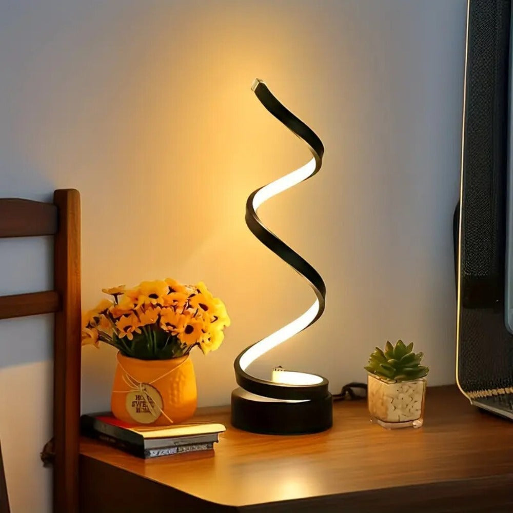 Dimmable Spiral Table Lamp with Touch Control & USB-C Charging Port, 3-Way Brightness Bedside Nightstand Lamp, Modern Minimalist LED Desk Lamp for Bedroom Living Room, Black & Whit - product image 14