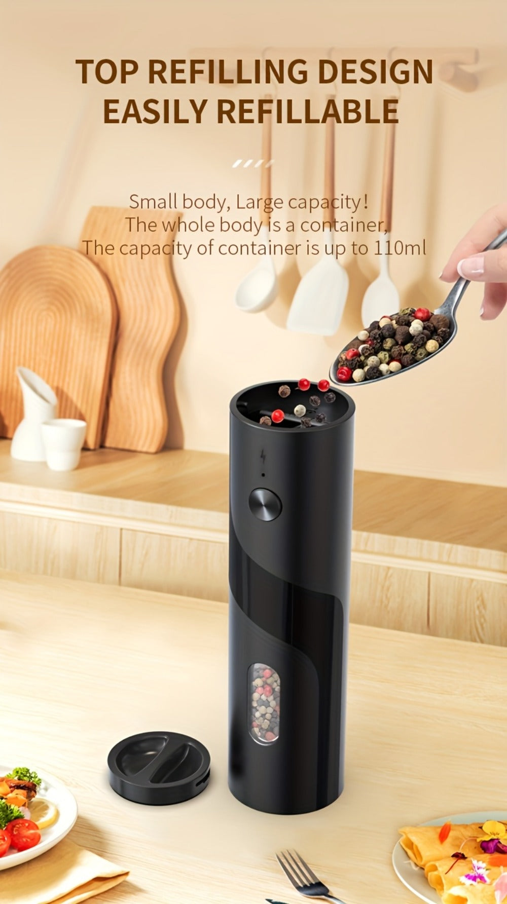 Electric Salt and Pepper Grinder Set – Rechargeable Automatic Mills with LED Light, Adjustable Coarseness & 3.72oz Capacity for Home Kitchen, BBQ, Restaurant & Outdoor Entertaining - product image 19