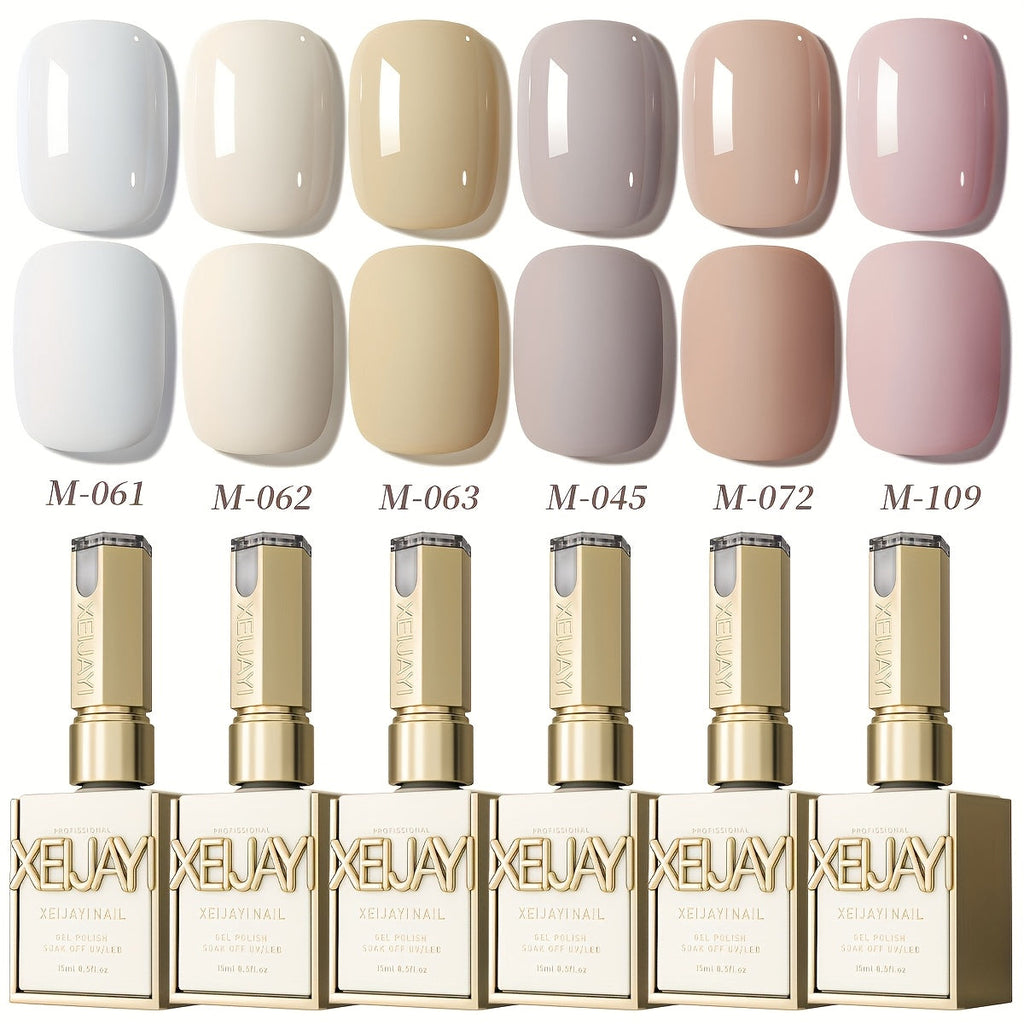 Gel Nail Polish Set 6 Colors White Shades Gentle White Collection - Milk Tea Cherry Blossom Pink Soak Off UV LED Long Lasting Spring Summer Nail Art Gel Polish for Women Salon Home - product image 13