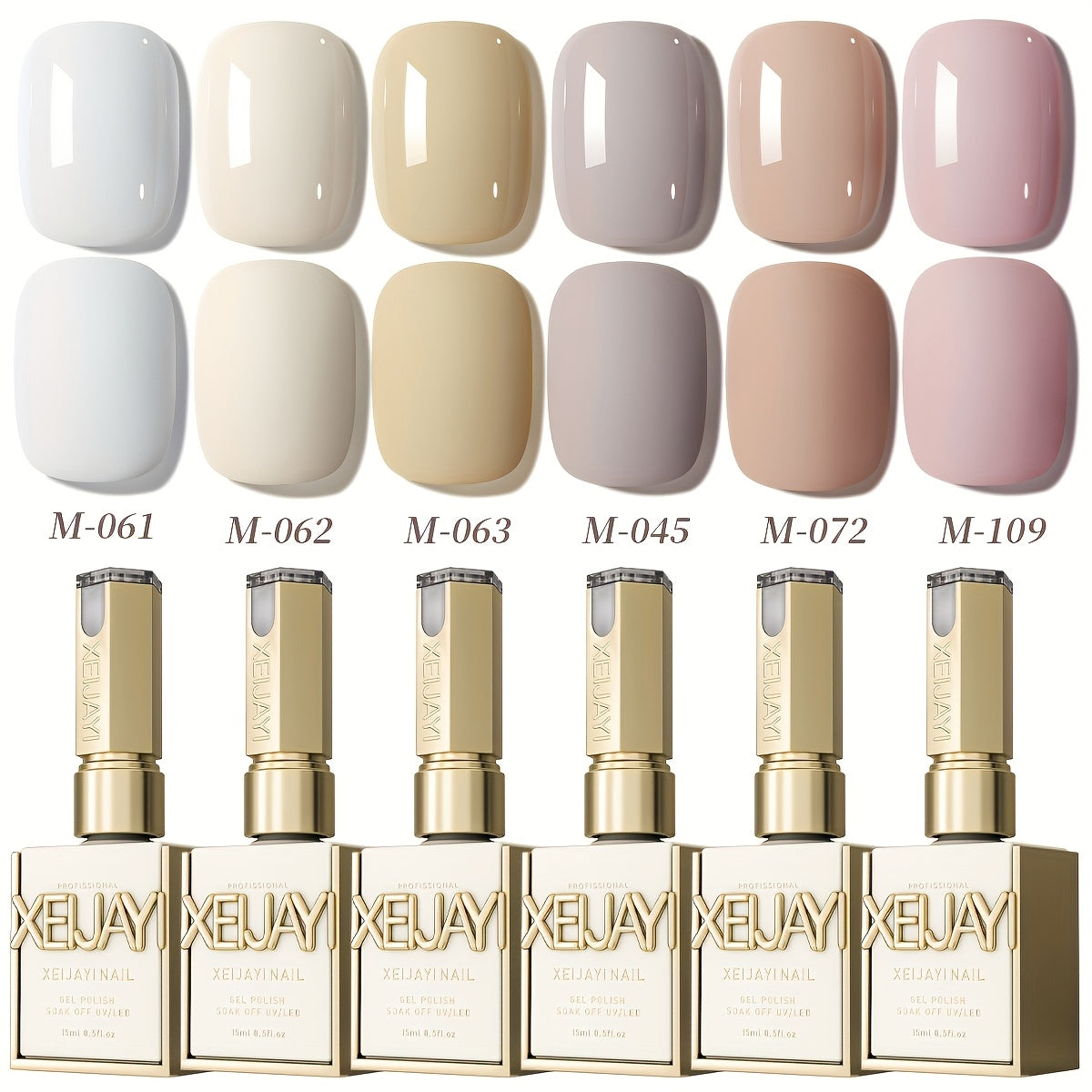 Gel Nail Polish Set 6 Colors White Shades Gentle White Collection - Milk Tea Cherry Blossom Pink Soak Off UV LED Long Lasting Spring Summer Nail Art Gel Polish for Women Salon Home - product image 13