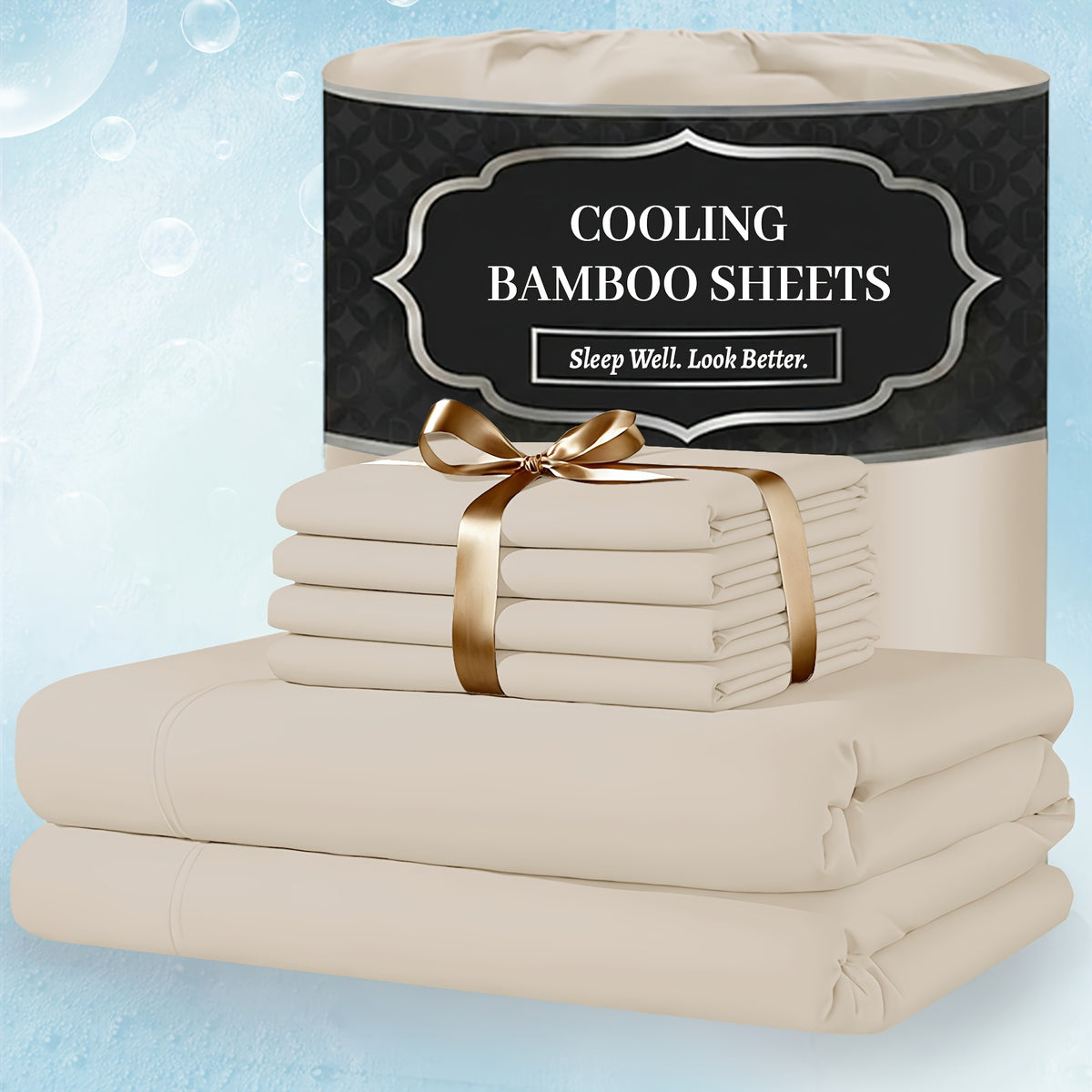 Extra Deep Pocket Bamboo Sheets - 6 pcs Breathable & Cooling Bamboo Bed Sheet Set, Hotel Luxury Fitted Sheet Set, Soft Wrinkle-Free for Extra Deep Mattresses - product image 16