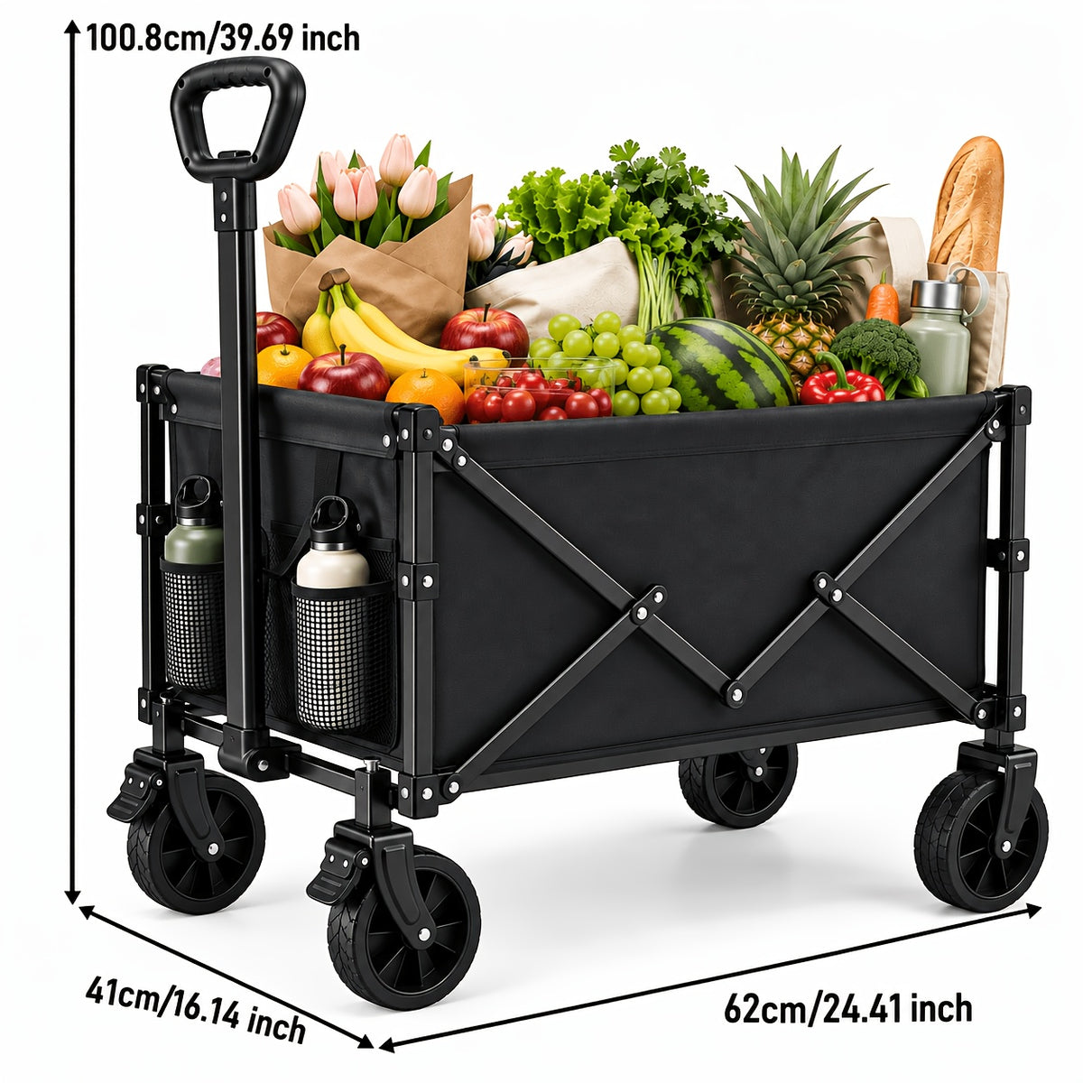 Heavy Duty Foldable Handcart, Multifunctional Handcart, High Carbon Steel Bracket, Equipped with All-Terrain Universal Wheels, Portable Garden Handcart - product image 5