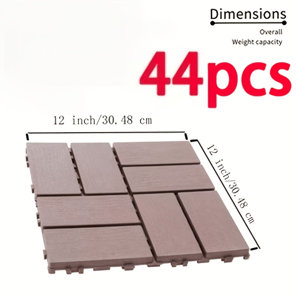 Interlocking Deck Tiles 44-Pack 12"x12" Waterproof Outdoor Patio Tiles – All-Weather PP Material, High Load-Bearing, Easy Snap-Lock Install, Grid Pattern Flooring for Poolside, Bal - product image 4