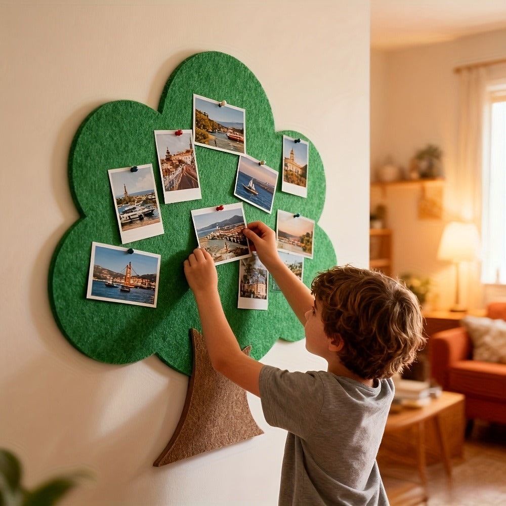 Felt Wall Organizer Tree Shape Memo Board 23.6x23.6 Inch Self-Adhesive - Decorative Felt Board for Home, Office, Kitchen & Bathroom | No Tools Needed Easy Install Wall Decor Bullet - product image