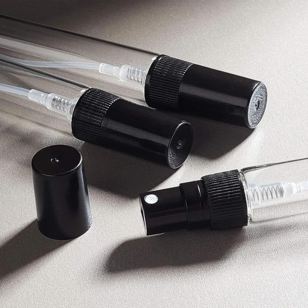 Mini Glass Spray Bottles 5ml 50 Pack Fine Mist Atomizer Refillable Black UV Glass Travel Perfume Bottles for Perfume Cologne Essential Oil Facial Mist Toner Setting Spray Sampling - product image 9