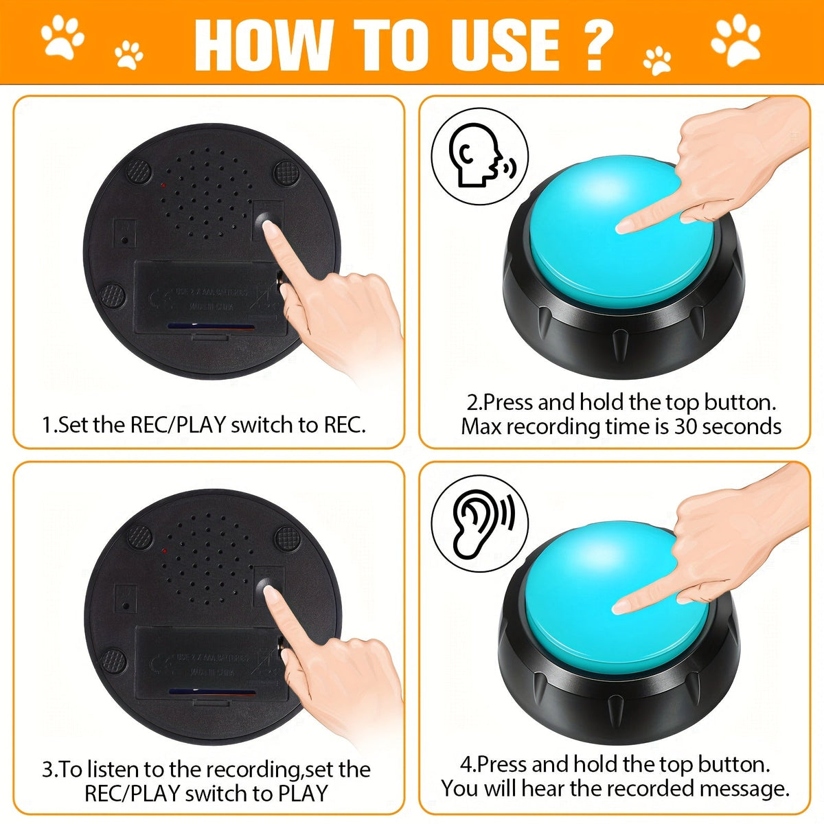 Dog Communication Buttons 12 Pack Recordable Talking Button Set 30 Second Voice Recording Pet Training Speaking Buttons 12 Colors Gift for Dogs Home Office for - product image 3