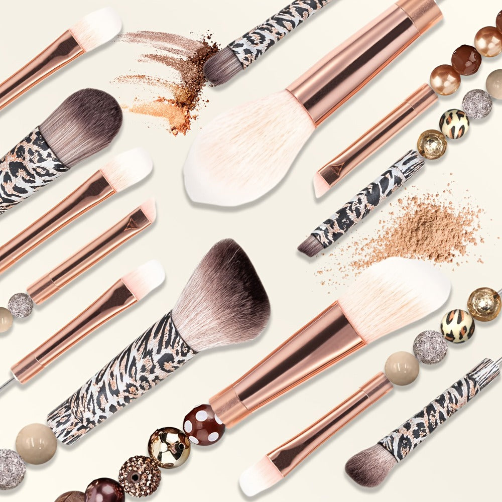 Beadable Makeup Brush Set 15PCS DIY Customizable Metal Handle - Powder Blusher Eye Shadow Slant Brushes for Women Girls - Unique Creative Beauty Gift Birthday Wedding Christmas Par - product image 2