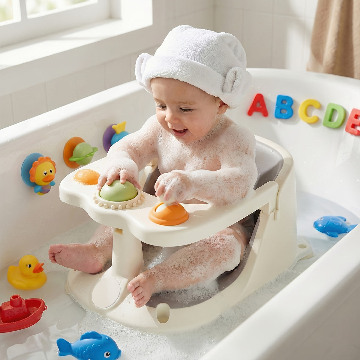 Toddler Bath Seat, Baby Bath Seat, Baby Shower Safety Products for Bathing and Showering for Children to Sit, Baby Bath Seat for Babies 6 Months & Up Non-Slip - product image 3
