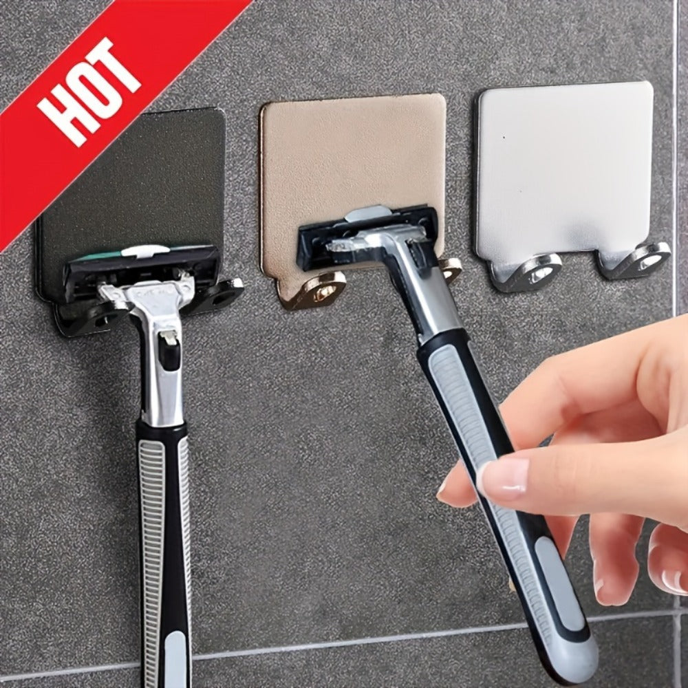 Wall Mounted Razor Holder 5pcs – Bathroom Razor Storage Hook for Men, No Drilling Non-Porous Adhesive Shaver Organizer for Shower Wall, Kitchen & Bathroom Accessories, Silver & Bla - product image 9
