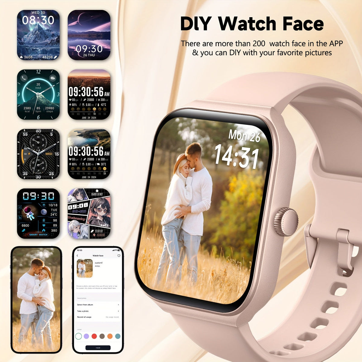 1.95" TFT Display, Built-in Alexa, 100+ Fitness Modes, Heart Rate Monitor, Men & Women – Smart Watch Fitness Tracker