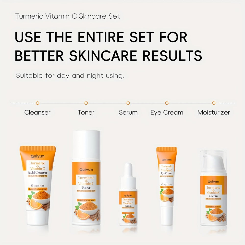5-in-1 Turmeric Vitamin C Skincare Set Facial Cleanser Serum Face Cream Eye Cream Toner Brightening Anti-Aging Gift Set for Women - product image 7