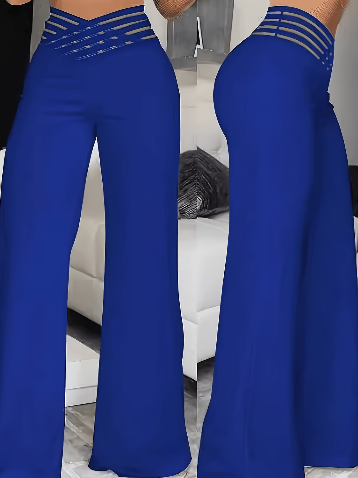 Summer European and American Women's Hollow Waist Belt, High Waisted Casual Straight Leg Loose Pants, Wide Leg Pants - product image 8