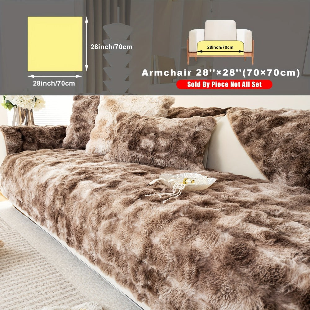 Plush Sofa Cover Faux Lamb Thick Fluffy Couch Slipcover Pet Friendly Machine Washable Gradient Color Polyester Furniture Protector for Armchair Single Double Triple Sofa Living Roo - product image 20