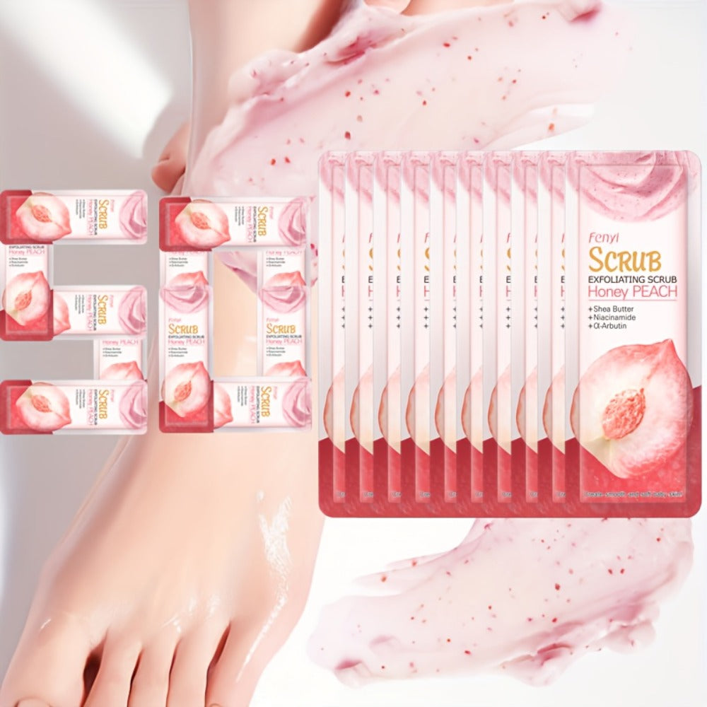 Exfoliating Body Scrub Peach Cream 50pcs Jojoba Bead Foot & Body Skin Gentle Cleansing Moisturizing Smooth Nourish Portable Travel Size Sachet - product image 8