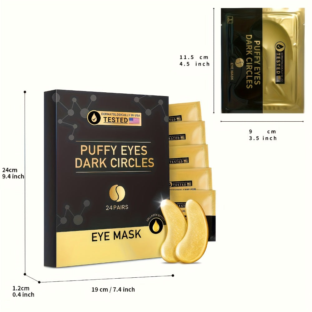Under Eye Patches 24 Pairs Gold Collagen Hyaluronic Acid Glycerin – Hydrating Eye Mask for Dark Circles Puffiness, Luxury Skincare Gift Set for Women - product image 5
