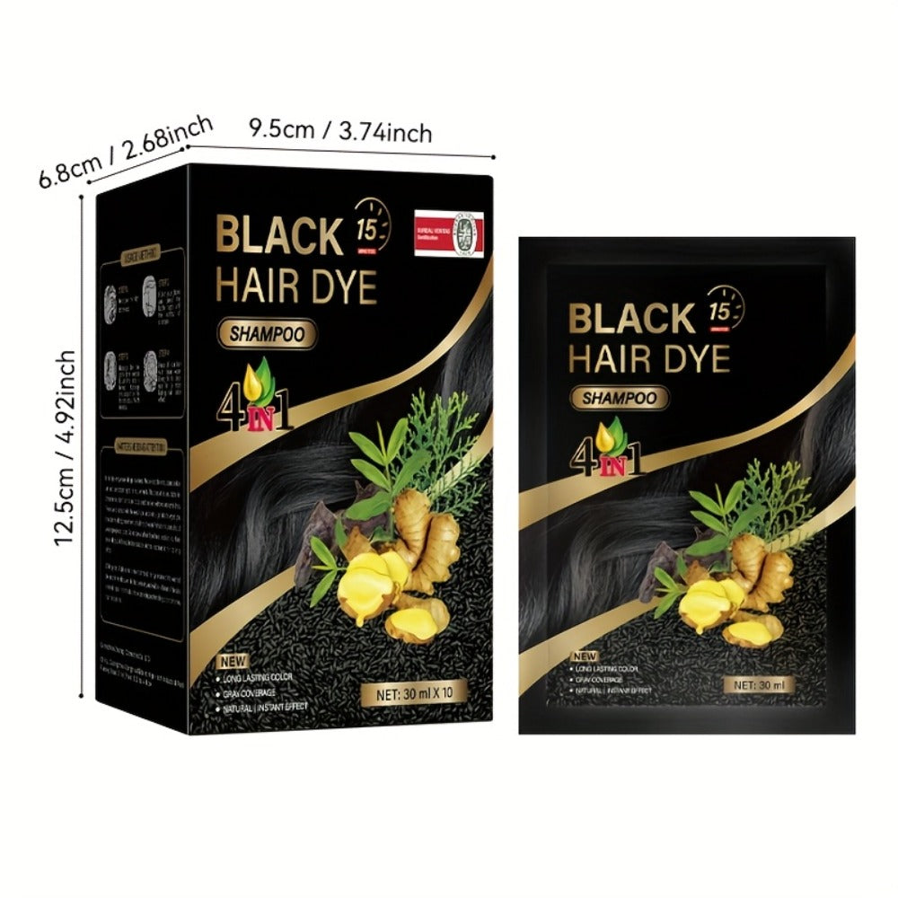 3-in-1 Hair Dye Shampoo Sachets Box of 10 Packs — Natural Color, Grey Coverage, Deep Cleansing, No-Mix Formula, Travel-Friendly Individual Packaging for Women & Men, Black Brown Ch - product image 6