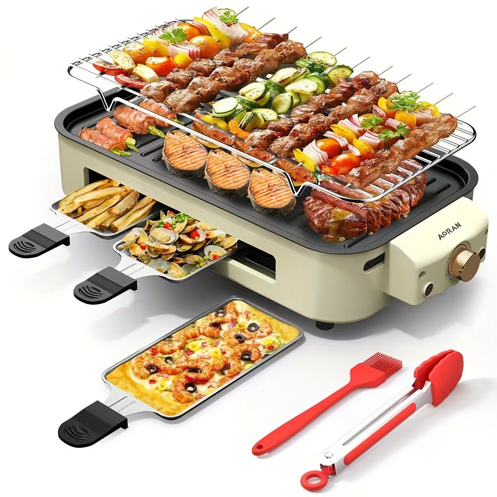Electric BBQ Grill Indoor – 1500W Smokeless Tabletop Grill with Removable Frying Pan, Waffle Maker & Non-Stick Stainless Steel Plates, Adjustable Temperature, Perfect Christmas Hou - product image 4