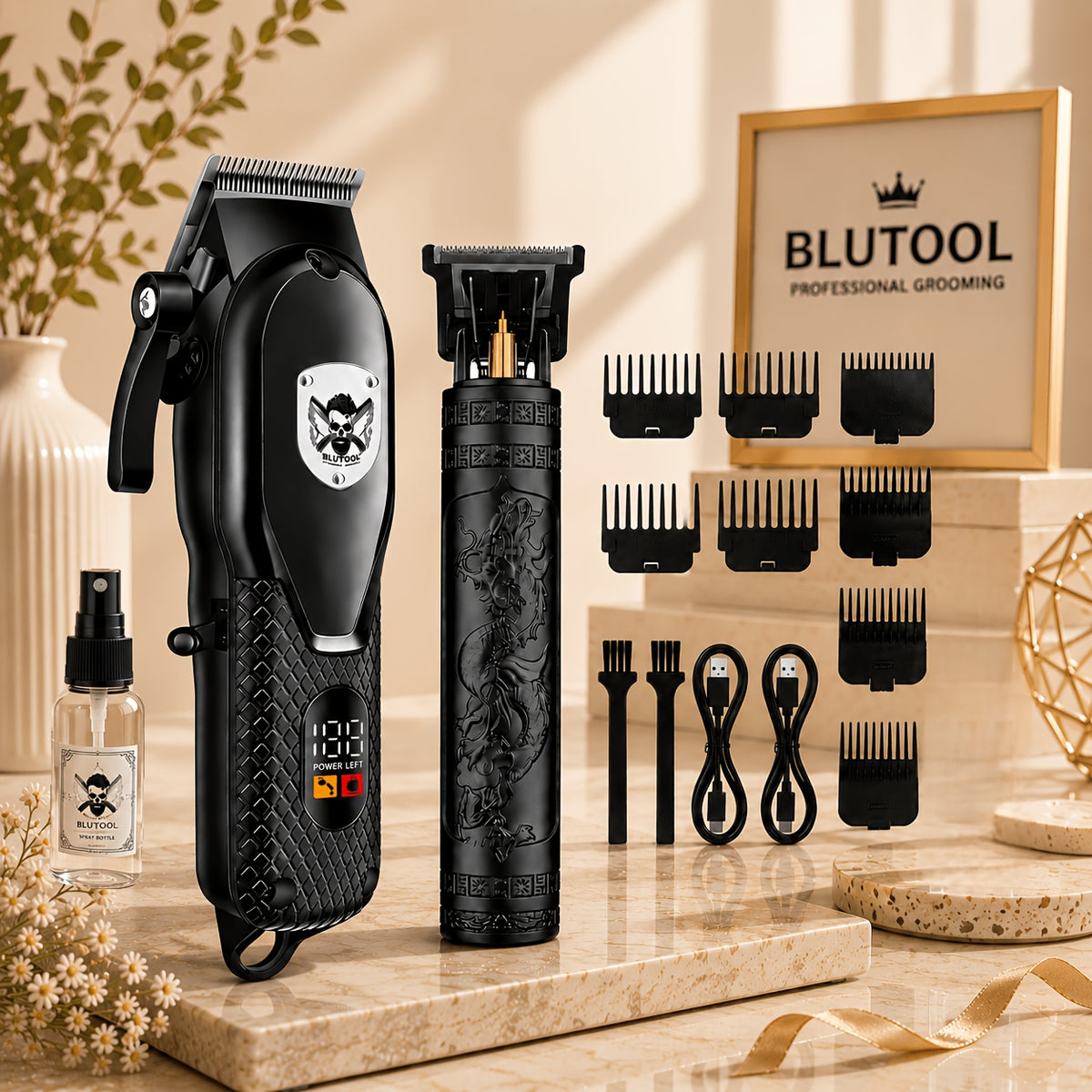 Rechargeable Electric Grooming Kit, Equipped with An LCD Battery Display, This Set Is An Essential Companion for Use At Home, While Traveling, or In The Car-making It The Perfect Gift for Husbands