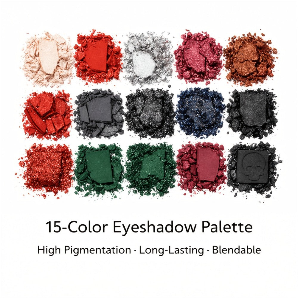 Gothic Eyeshadow Palette 15 Colors Matte Shimmer Glitter – Highly Pigmented Dark Smoky Dramatic Eye Makeup for Halloween Cosplay Stage Party & Performance, Professional Eye Shadow  - product image 11