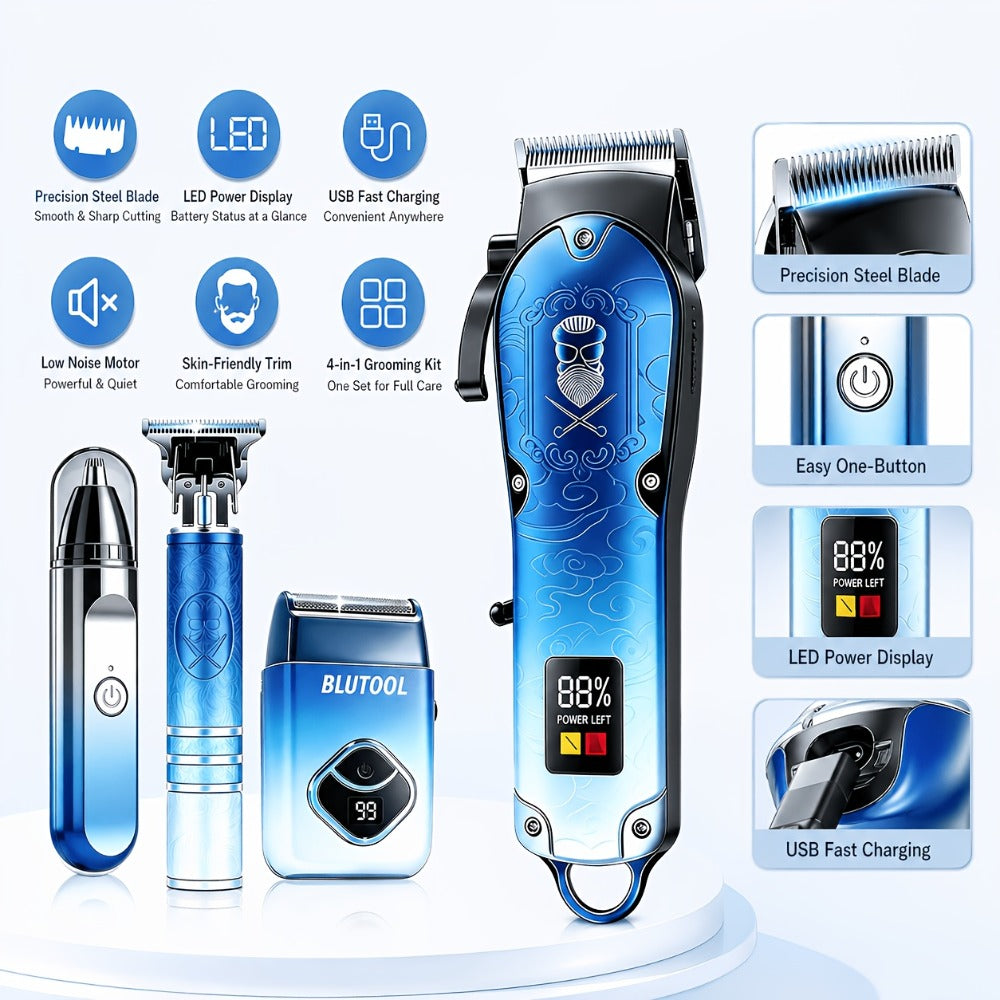 Men's Grooming Kit Hair Clipper & Electric Shaver USB Rechargeable Cordless LED Display – Precision Beard Trimmer Face Shaver Set for Hair Trimming Styling, Grooming Gift for Dad H - product image 4