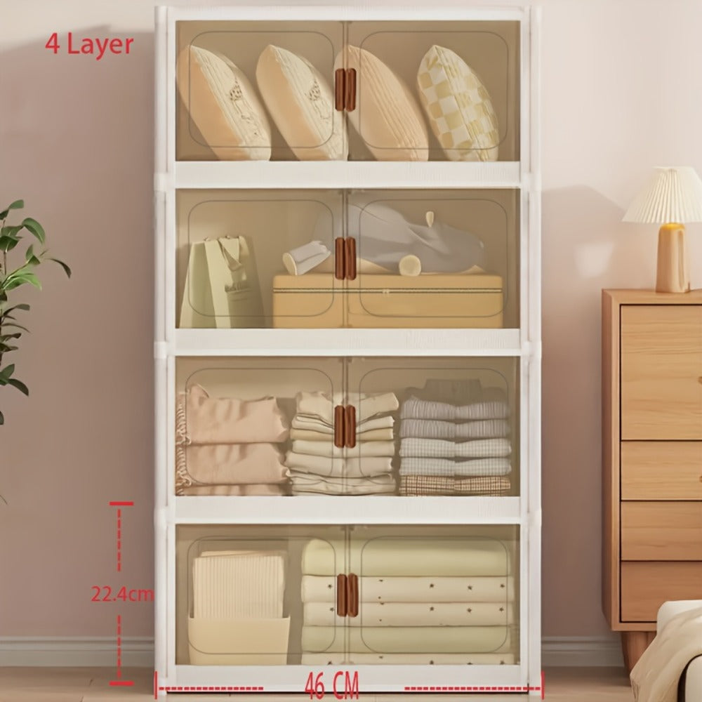 Foldable Storage Cabinet with Door – Multi-Layer Stackable Storage Box for Shoes, Clothes & Books | Large Closet Organizer for Bedroom, Bathroom, Kitchen, Office & Wardrobe - product image 3