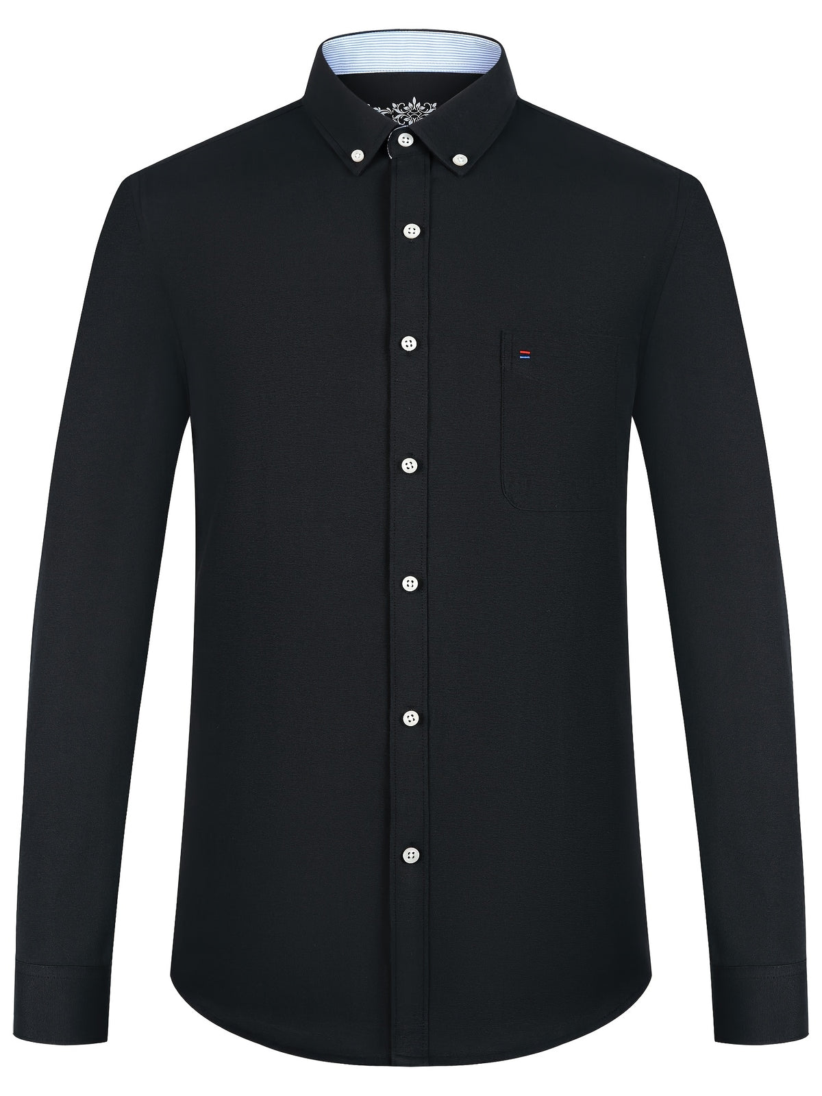 Men's Cotton Blend Dress Shirt, Casual Lapel Collar, Non-Stretch Solid Color, Regular Long Sleeve, Single Breasted Placket, Regular Fit, for Spring/Fall - product image 7
