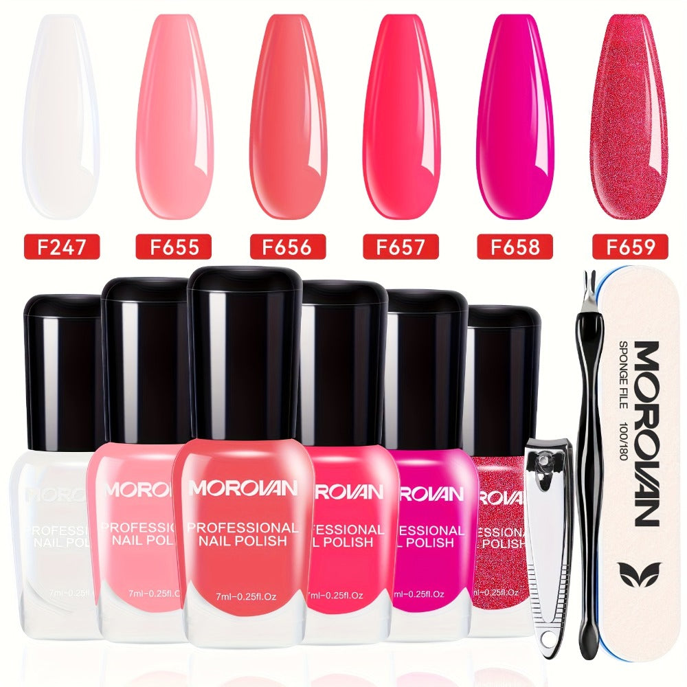 Nail Polish Set 6 Colors Quick Dry Long-Lasting – Hot Pink, Rose Red, Lilac Purple, Nude Pink, Lavender & Violet High Gloss 0.25oz, Chip-Resistant Nail Polish Gift Set for Women Te - product image 3