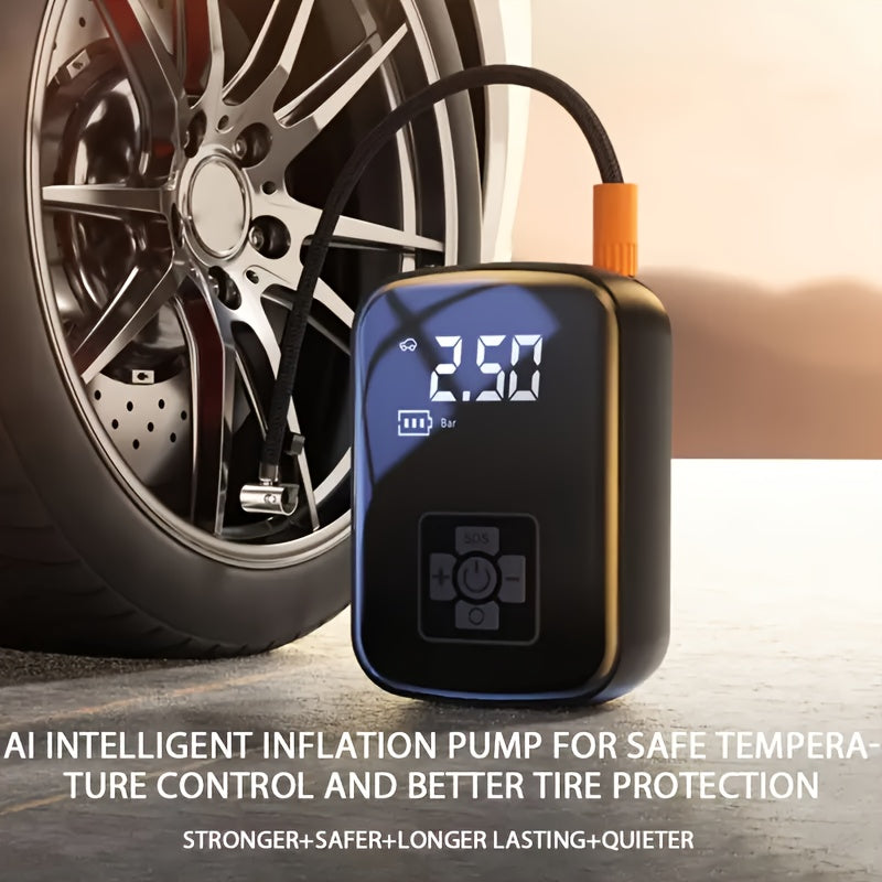 1pc Tire Inflator Portable Air Compressor, Fast Cordless Air Pump, Digital Display With Multi-function Nozzle Adapter and Long-lasting Lithium Battery For Car - product image 4