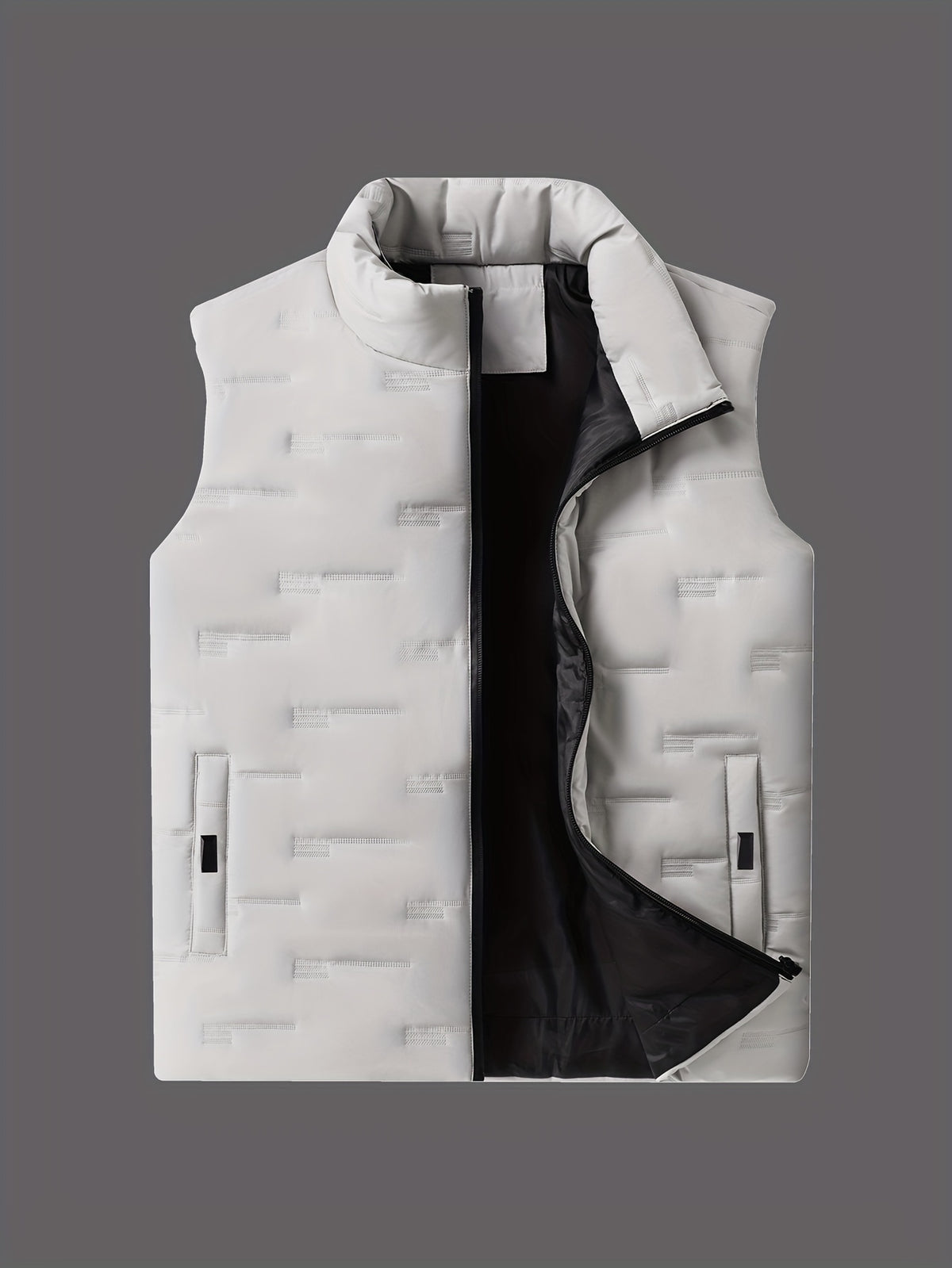 Men's Casual Stand Collar Vest, 100% Polyester Solid Color, Warm Fall/Winter Outerwear with Pockets, Non-Stretch Woven Fabric, Regular Fit - 120gsm - product image 16