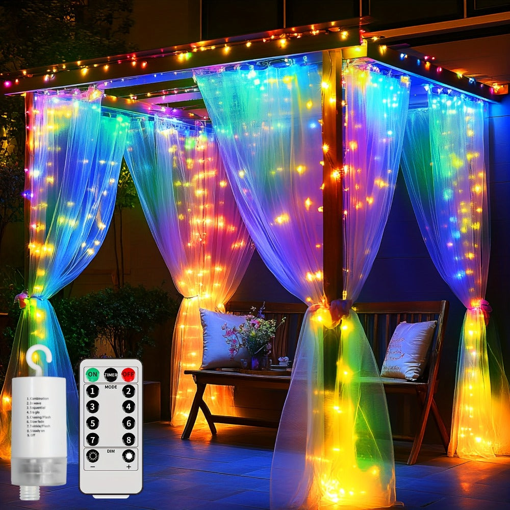 Curtain Lights for Gazebo Outdoor, 330 LED 10ft x 10ft Waterfall Fairy Lights Battery Operated with Remote, IP65 Waterproof Hanging String Lights with 8 Modes for Bedroom Porch Pat - product image 7
