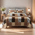 Patchwork Quilted Bedspread Set 3 Piece - 1 Quilt & 2 Pillow Shams Machine Washable All-Season Soft Breathable 100% Polyester Bedding Set for Bedroom Dorm, Twin Full Queen King - product image 11