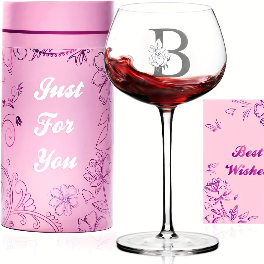 Personalized Wine Glass Gift for Women – A-Z Initial Letter Monogrammed Wine Glass with Gift Box & Greeting Card – Unique Birthday, Christmas & Mother's Day Gift for Mom, Best Frie - product image 5
