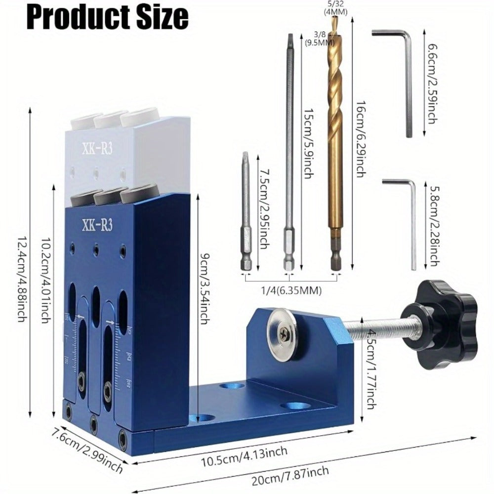 Pocket Hole Jig Kit Adjustable 3 Guide Holes 15 Degree Angle Drill System with Drill Bit Screwdrivers Screws Plugs Hex Drivers for Woodworking Joinery Carpenter DIY Projects - product image 4