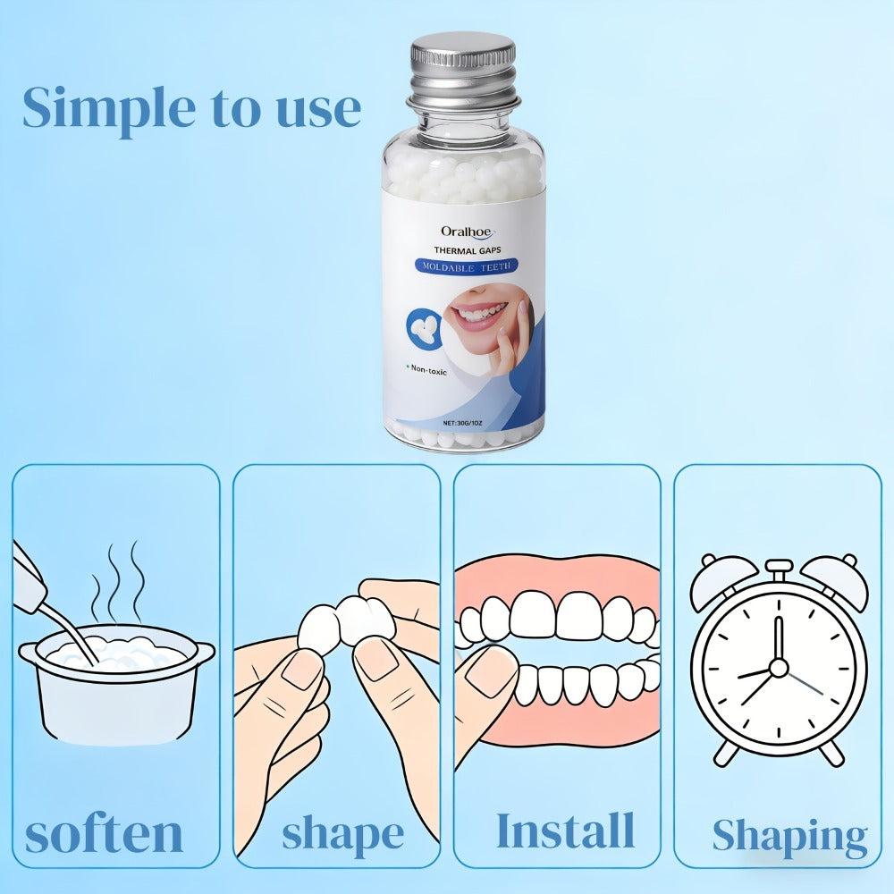 Temporary False Tooth Kit DIY Cosmetic Dental Repair Moldable Thermoplastic Realistic Fit for Missing Broken Chipped Teeth Secure for Eating Daily Wear Men Women Elderly 30g - product image 13