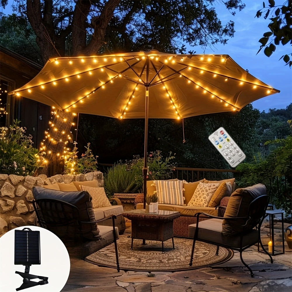 Solar Patio Umbrella Light 104 LED – 8 Modes Remote Control Outdoor Market Umbrella Lamp | Solar Powered Warm White Light for Backyard, Deck, Poolside, Beach, Garden & Camping | Ba - product image 2